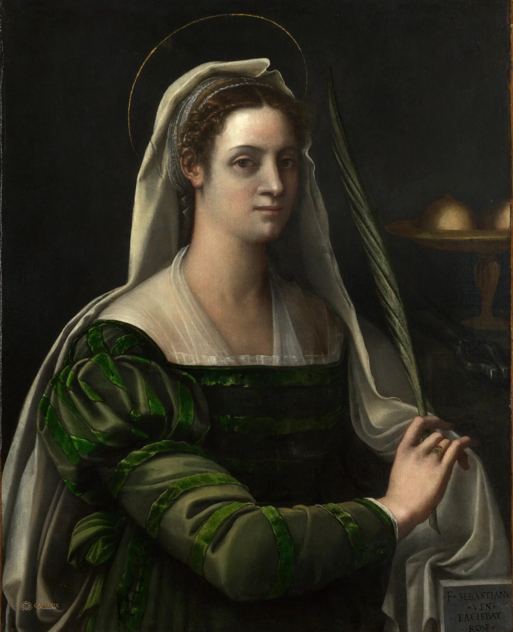 Portrait d'une dame aux attributs de sainte Agathe - Sebastiano del Piombo image 1 copie de tableau peinte à la main