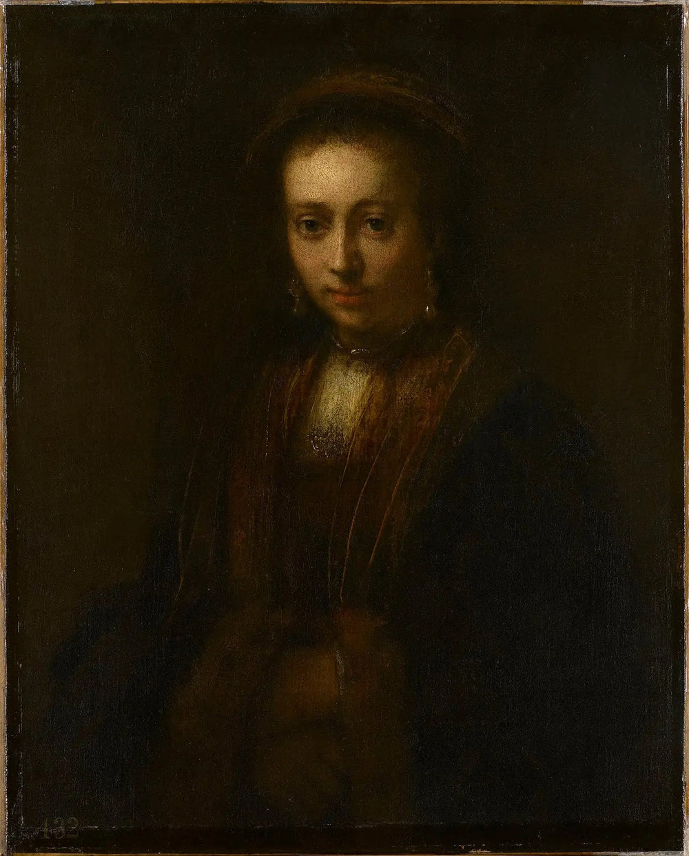 Portrait d'une dame aux mains jointes (Hedwig Łuszkowska, flore de 1634) - Rembrandt image 1 reproduction de peinture à l’huile
