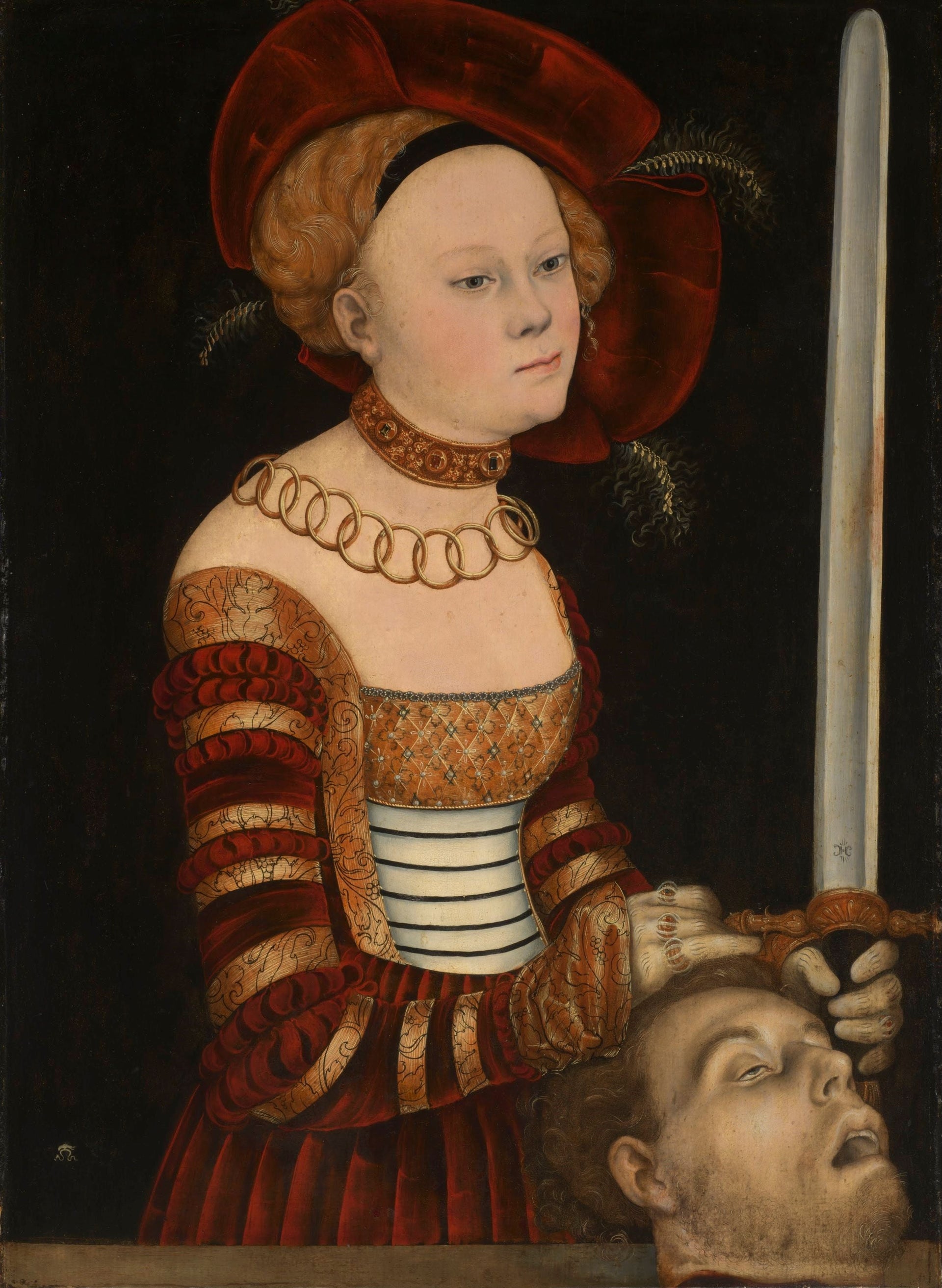 Portrait d'une Dame de la Cour de Saxe comme Judith avec la tête d'Holopherne - Lucas Cranach the Elder image 1 copie de tableau peinte à la main