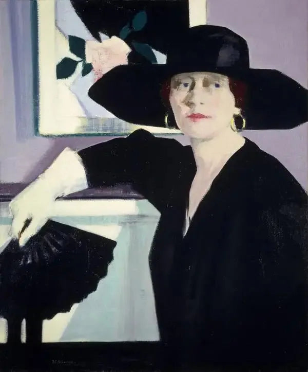 Portrait d'une dame en noir - Francis Cadell image 1 reproduction d’œuvre d’art à l’huile