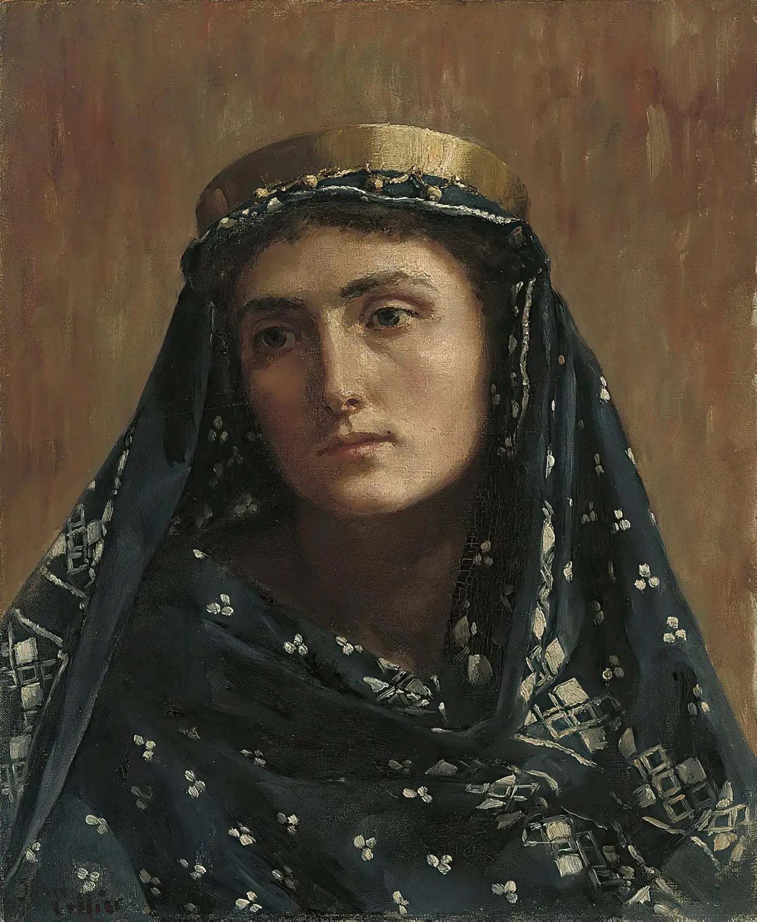 Portrait d'une dame en robe orientale - John Collier image 1 reproduction artisanale de tableau