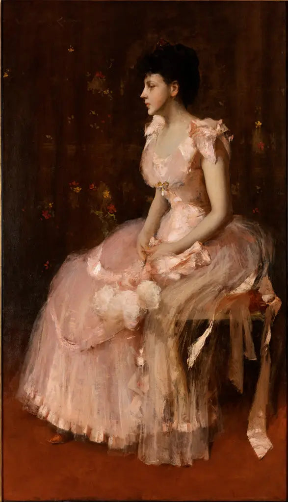 Portrait d'une dame en rose - William Merritt Chase image 1 reproduction d’œuvre d’art à l’huile