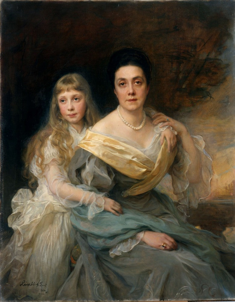 Portrait d'une dame et de sa fille - Philip de László image 1 tableau peint à l’huile sur toile