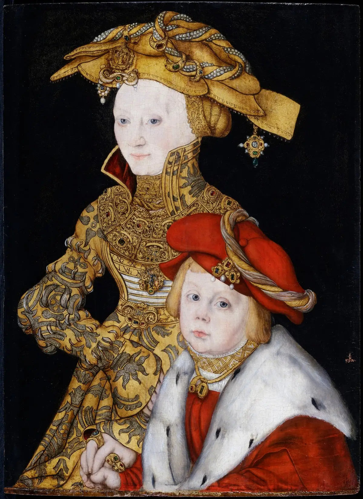 Portrait d'une dame et de son fils - Lucas Cranach the Elder image 1 copie de tableau peinte à la main