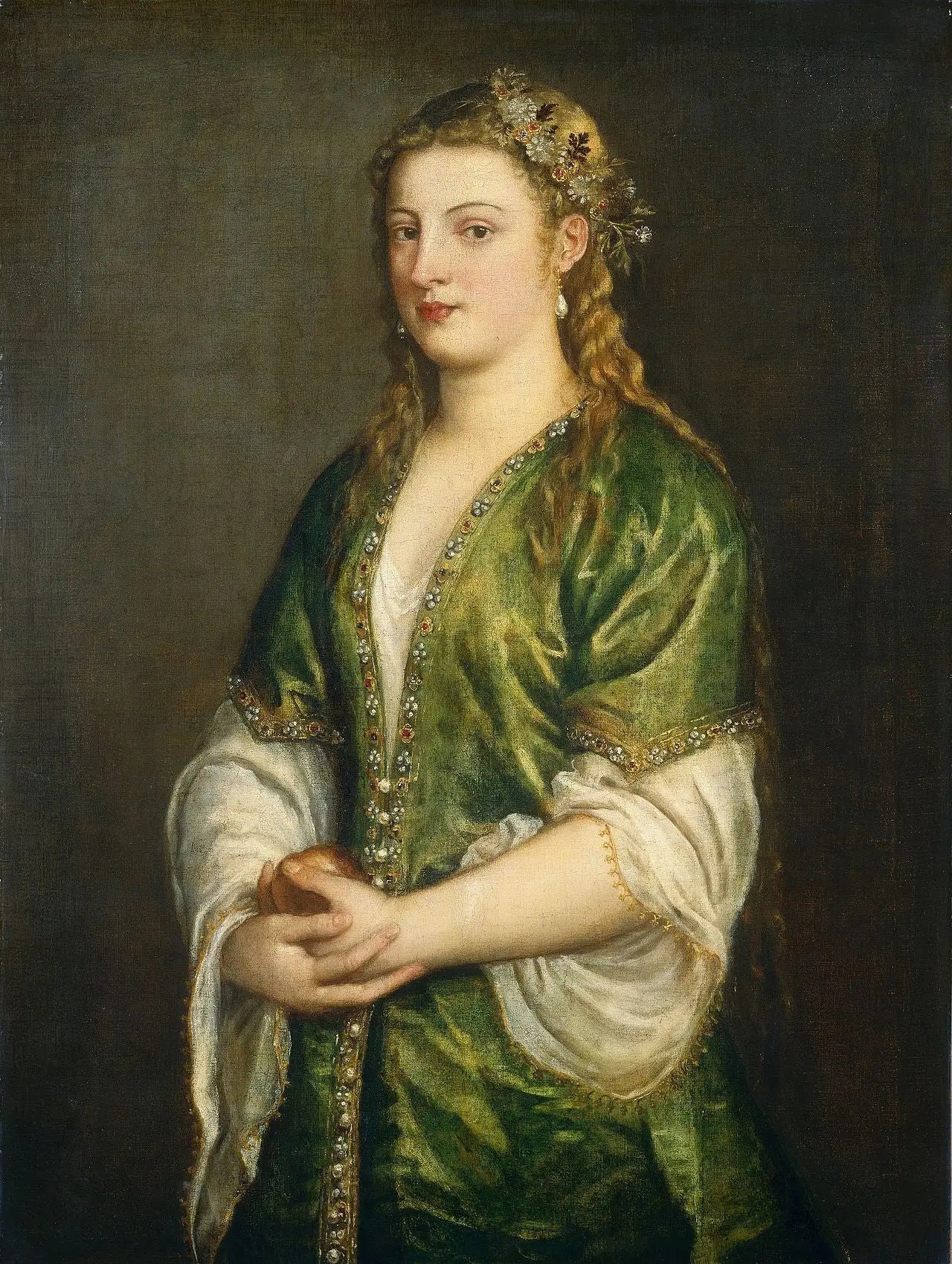 Portrait d'une dame - Titian image 1 reproduction artisanale de tableau