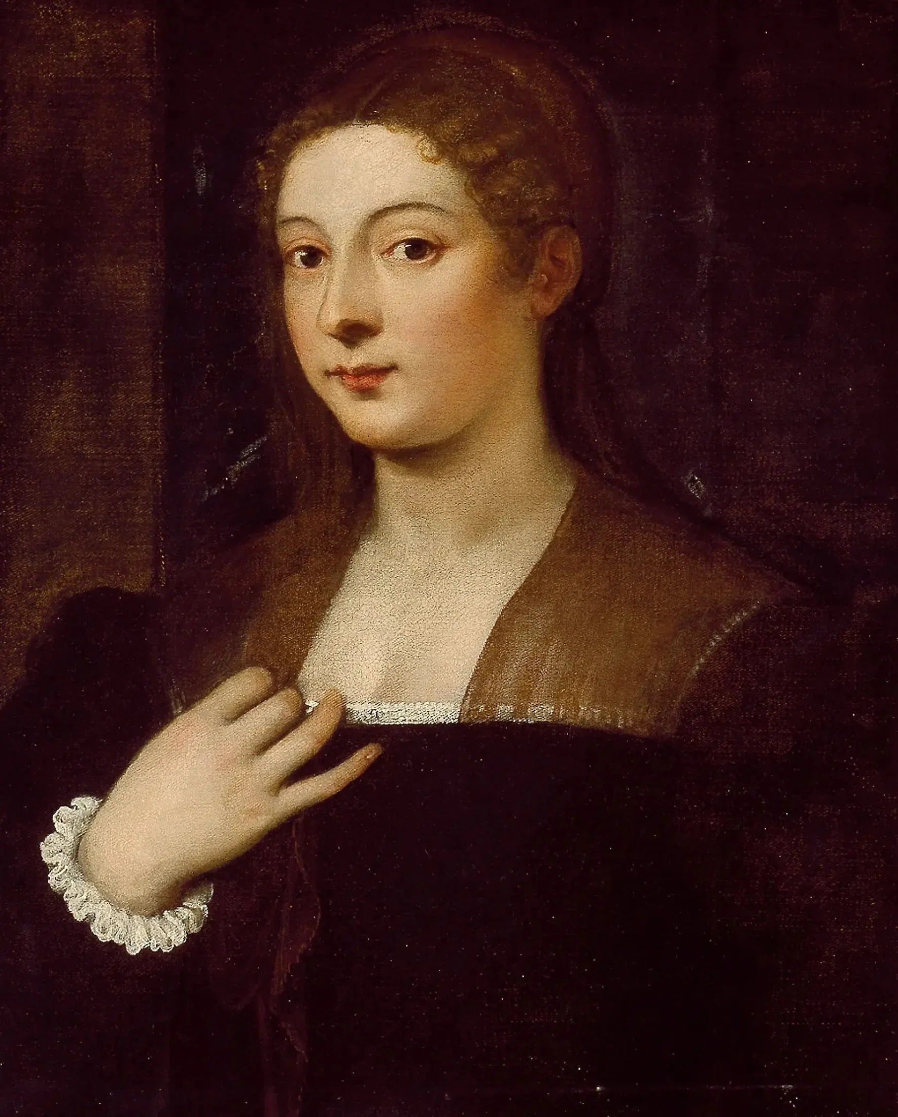 Portrait d'une dame - Titian image 1 tableau peint à l’huile sur toile