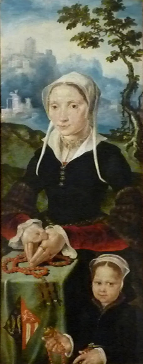 Portrait d'une donatrice et de sa fille - Maarten van Heemskerck image 1 tableau peint à l’huile sur toile