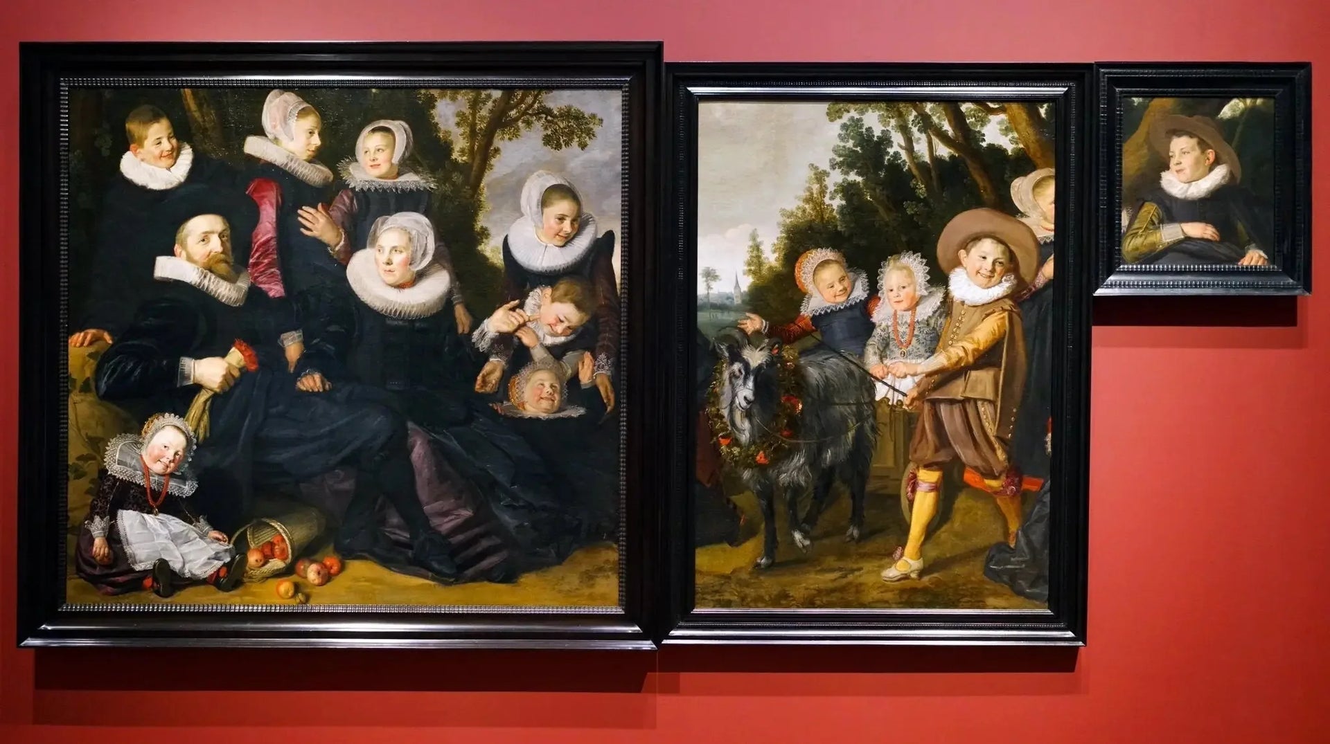 Portrait d'une famille dans un paysage - trois fragments réunis temporaires - Frans Hals image 1 reproduction de peinture à l’huile