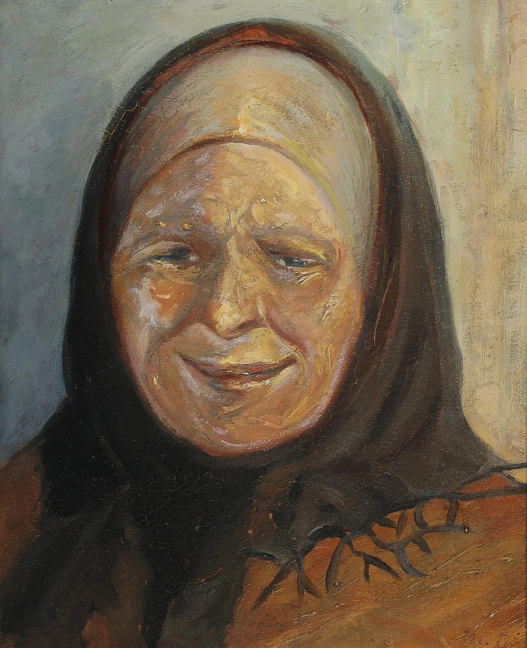 Portrait d'une femme âgée de Skagen, avec des reflets de soleil sur son menton gauche. - Michael Peter Ancher image 1 reproduction réalisée par Alpha Reproduction