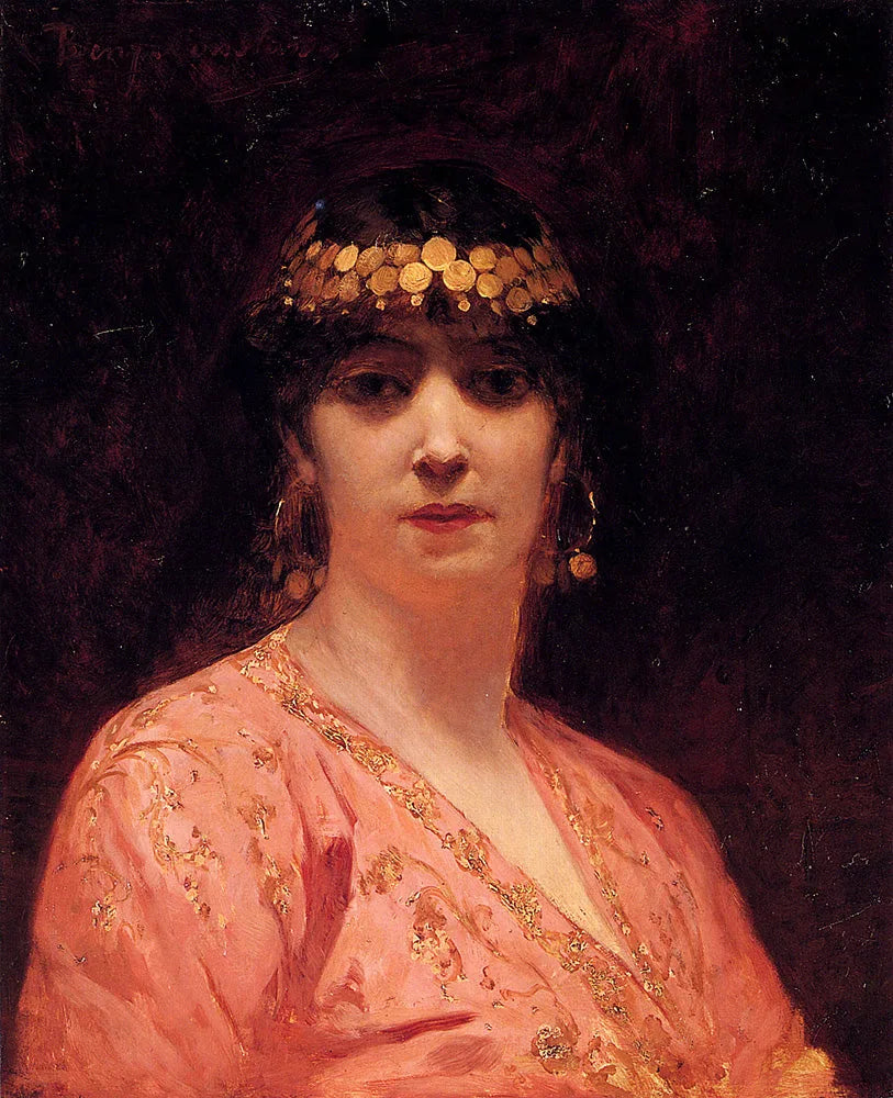 Portrait d'une femme arabe - Jean-Joseph Benjamin-Constant image 1 copie de tableau peinte à la main