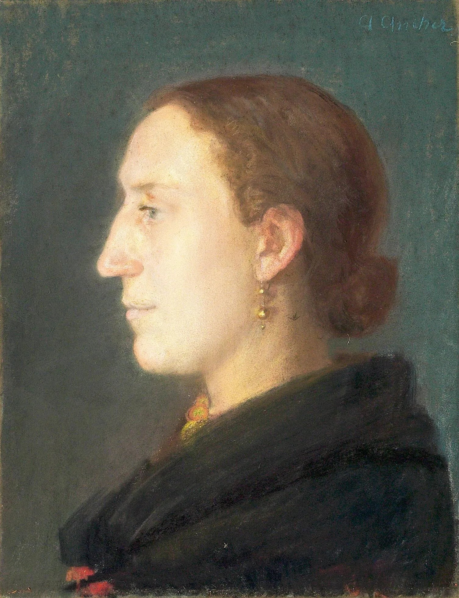 Portrait d'une femme assise de face, tournée vers la droite. - Anna Ancher image 1 tableau peint à l’huile sur toile