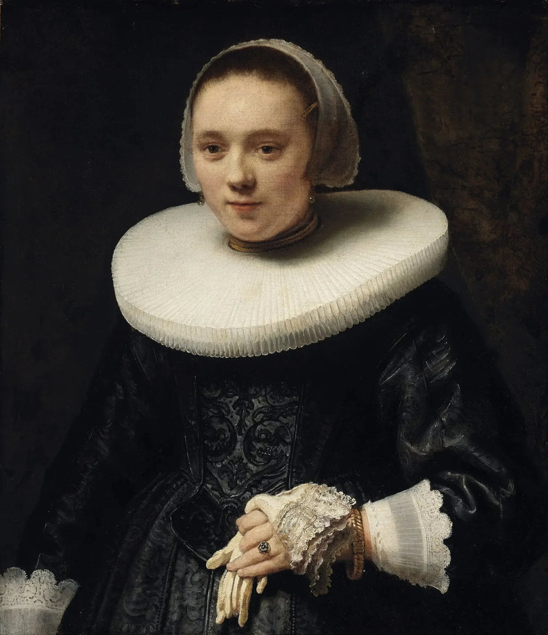Portrait d'une femme avec des gants - Rembrandt