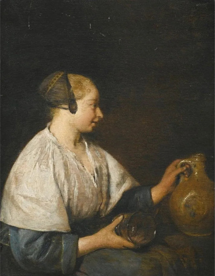 Portrait d'une femme de profil, tenant une cruche - Gerard ter Borch