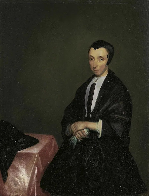 Portrait d'une femme devant une table - Gerard ter Borch image 1 reproduction d’œuvre d’art à l’huile