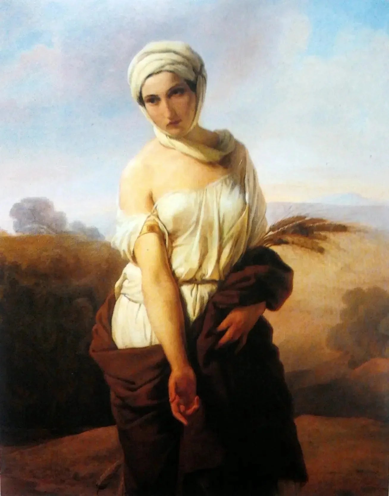 Portrait d'une femme en Ruth - Francesco Hayez image 1 copie de tableau peinte à la main