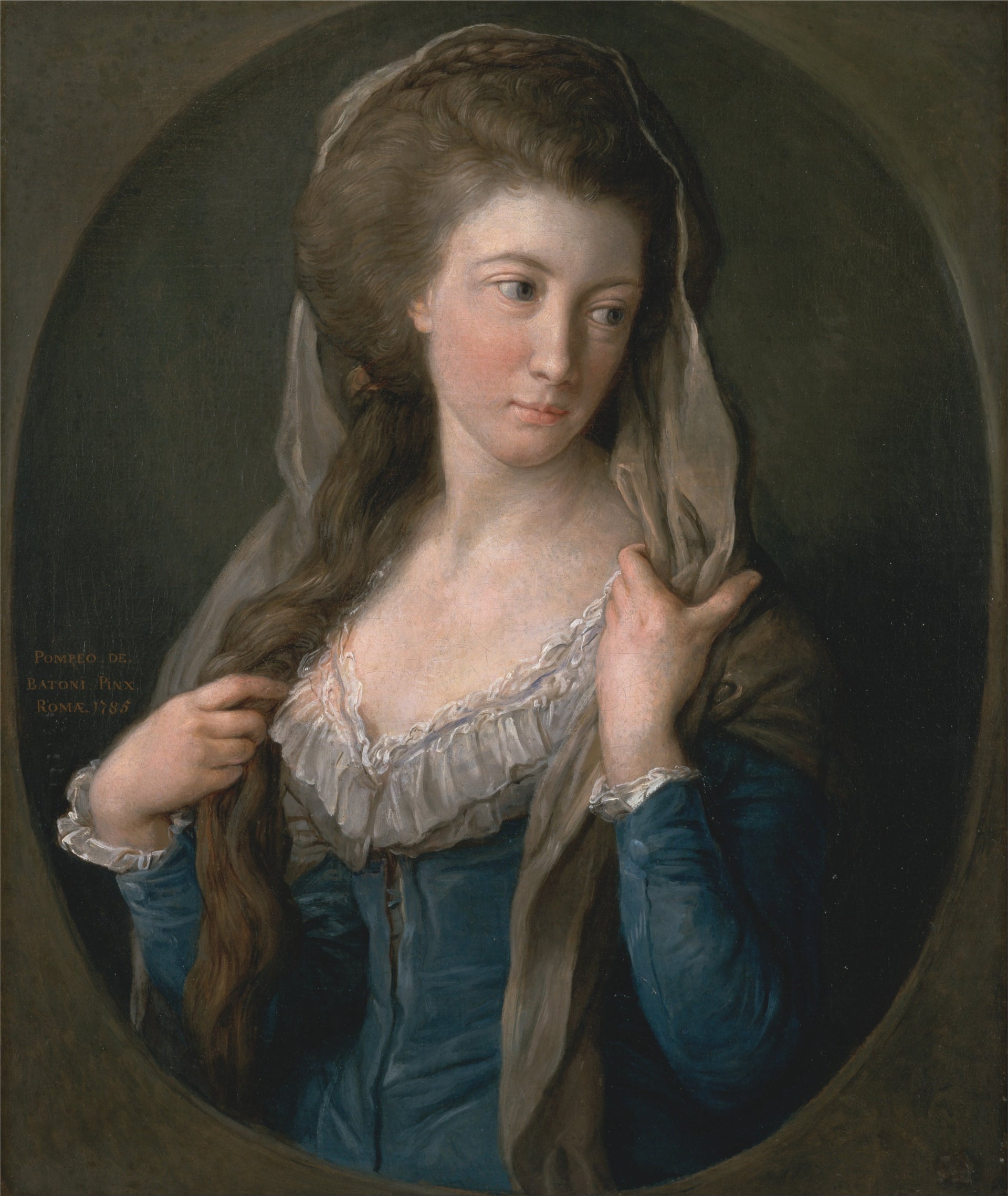 Portrait d'une femme, traditionnellement identifiée comme Margaret Stuart, Lady Hippisley - Pompeo Batoni image 1 reproduction artisanale de tableau