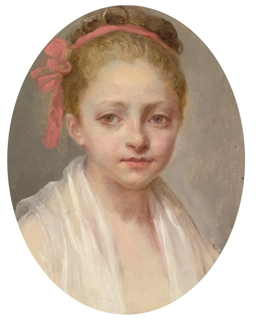 Portrait d'une fille portant une chemise blanche, un ruban rouge dans les cheveux - Nicolas-Bernard Lépicié image 1 reproduction réalisée par Alpha Reproduction