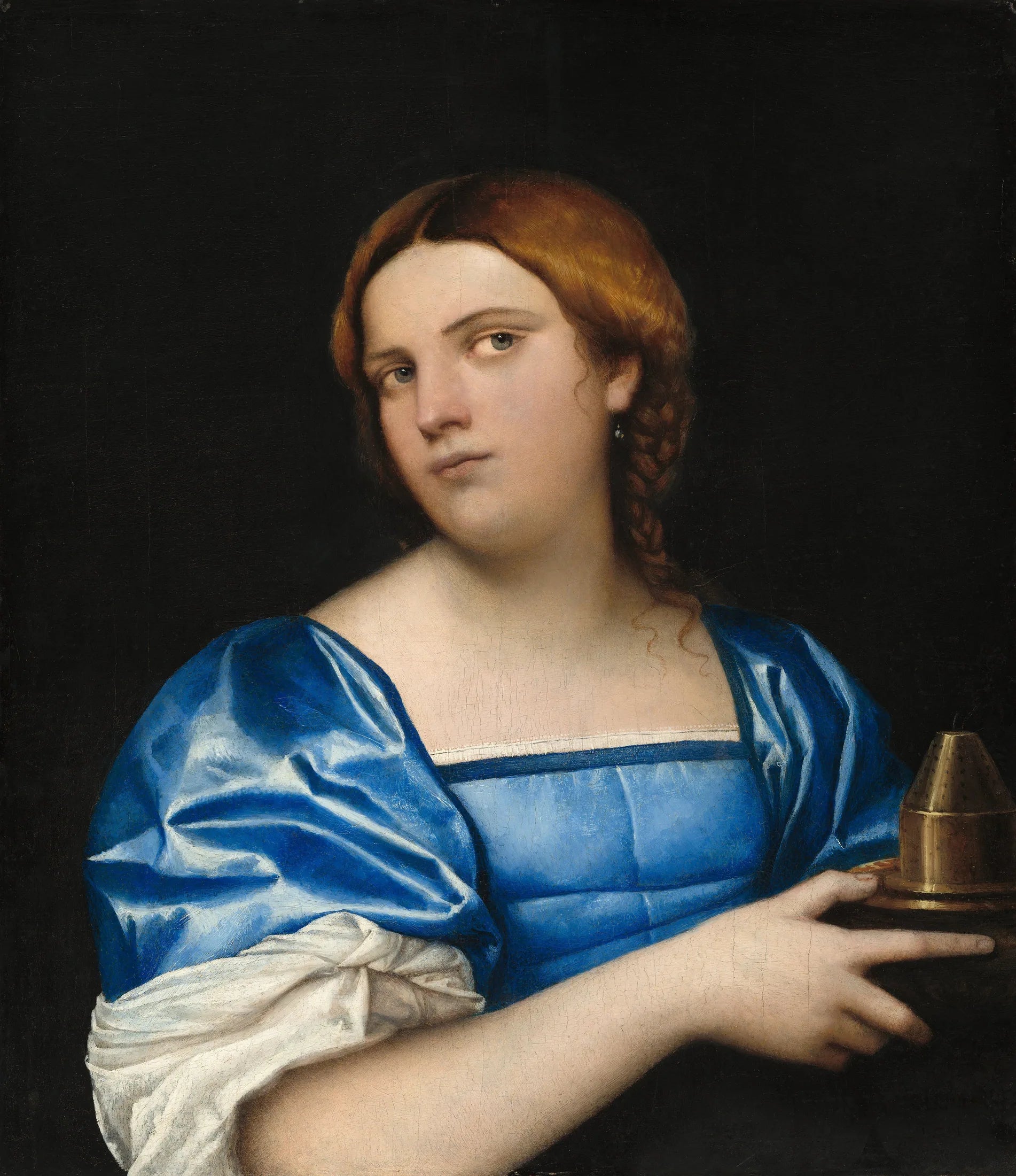 Portrait d'une jeune femme en vierge sage - Sebastiano del Piombo image 1 copie de tableau peinte à la main
