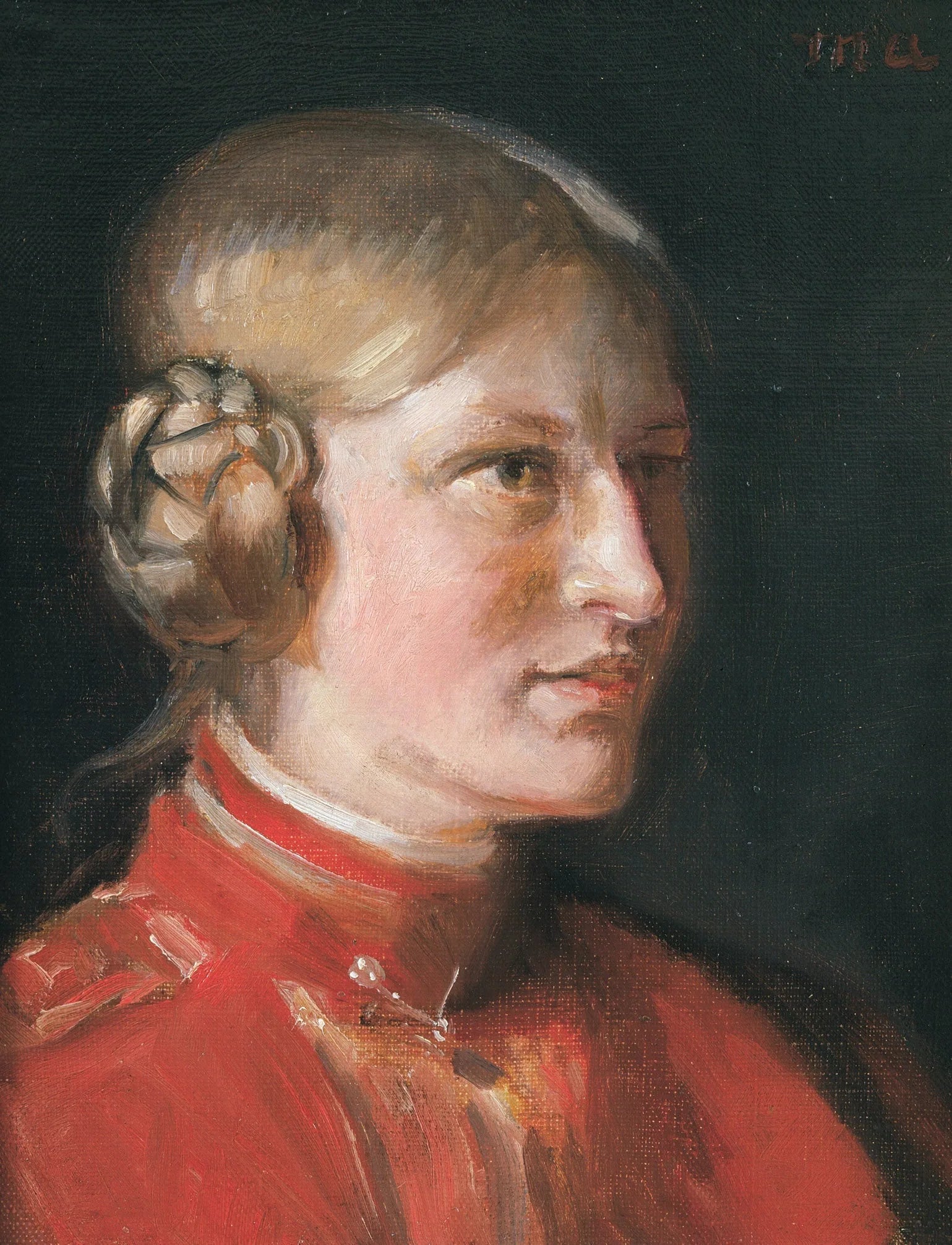 Portrait d'une jeune fille en robe rouge - Michael Peter Ancher image 1 tableau peint à l’huile sur toile