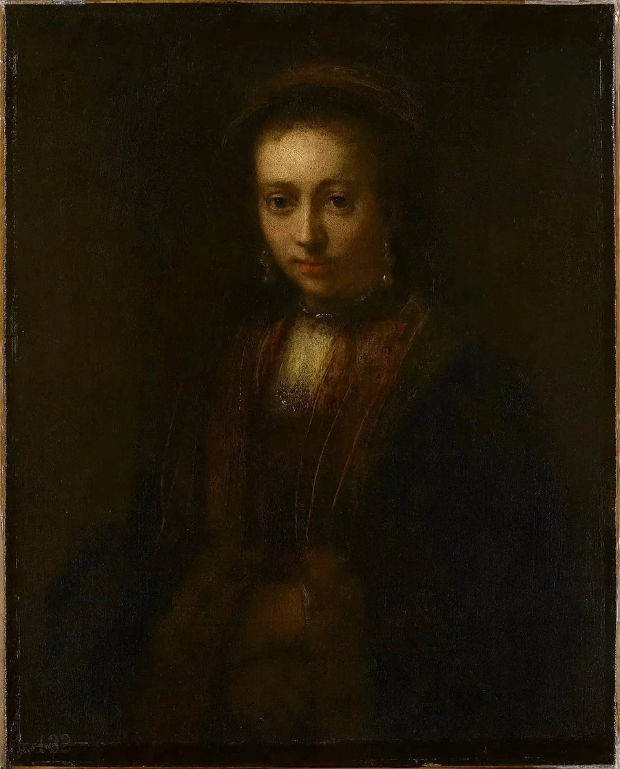Portrait d’une dame aux mains jointes – manière de Rembrandt