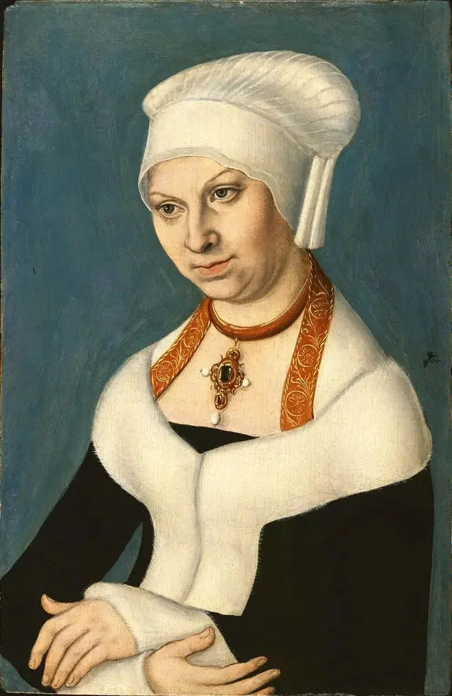 Portrait de Barbara, duchesse de Saxe (1478-1534), Gemäldegalerie Berlin - Lucas Cranach the Elder image 1 reproduction de peinture à l’huile