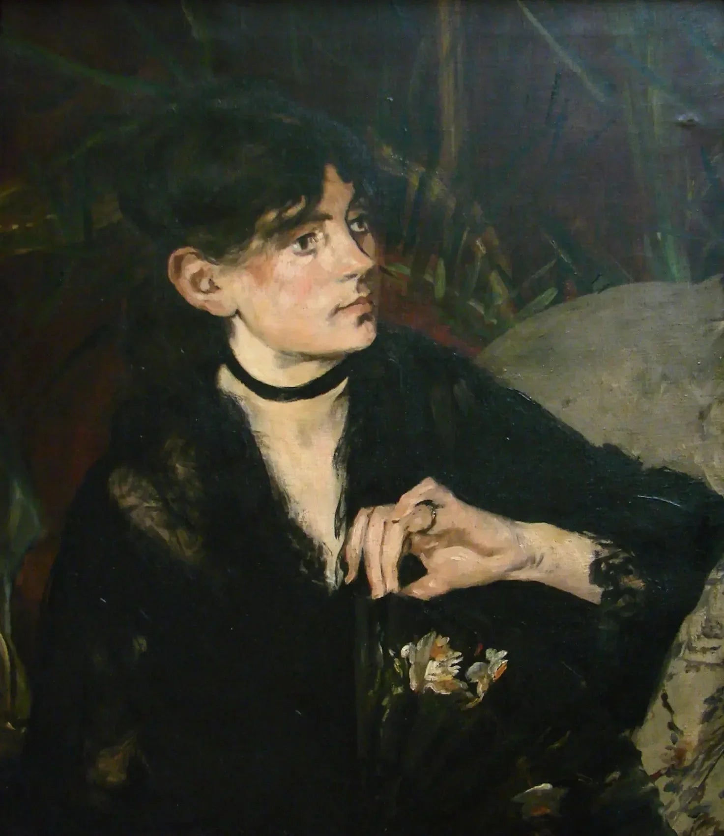 Portrait de Berthe Morisot à l'éventail - Édouard Manet image 1 copie peinte à la main à l’huile