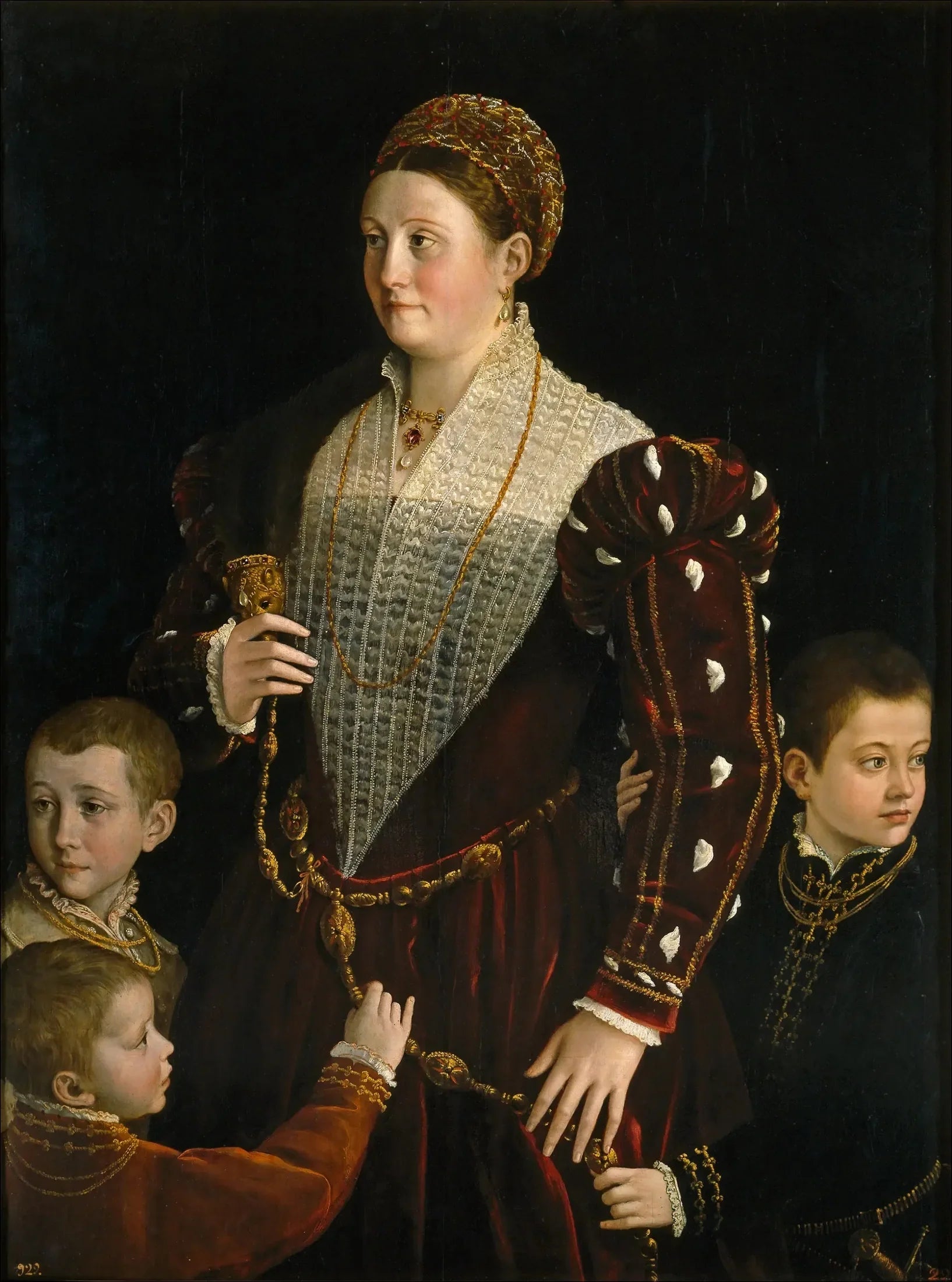 Portrait de Camilla Gonzaga et de ses trois fils - Parmigianino image 1 reproduction artisanale de tableau