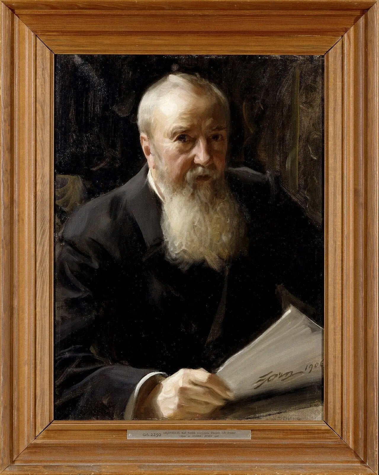 Portrait de Carl Fredrik Liljevalch - Anders Zorn image 1 copie de tableau peinte à la main