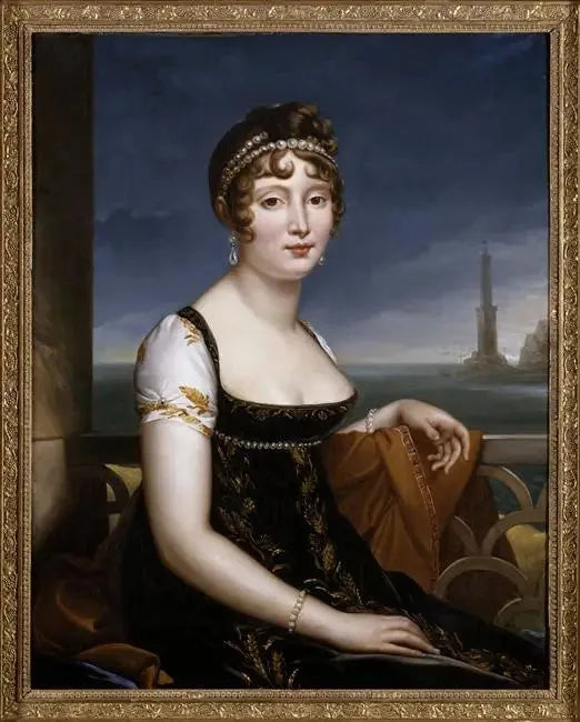 Portrait de Caroline Murat devant la baie de Naples - François Gérard image 2 reproduction de peinture à l’huile