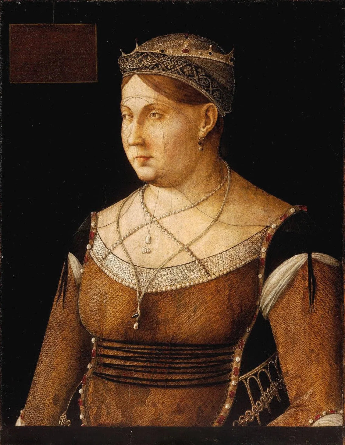 Portrait de Catherine Cornaro reine de Chypre - Gentile Bellini image 1 copie peinte à la main à l’huile