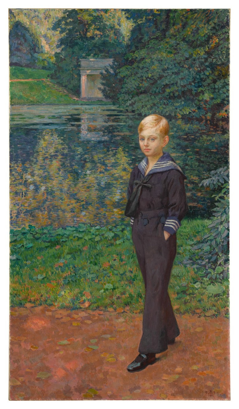 Portrait de Claude Stevens en marin, au jardin - Théo van Rysselberghe image 1 reproduction artisanale de tableau