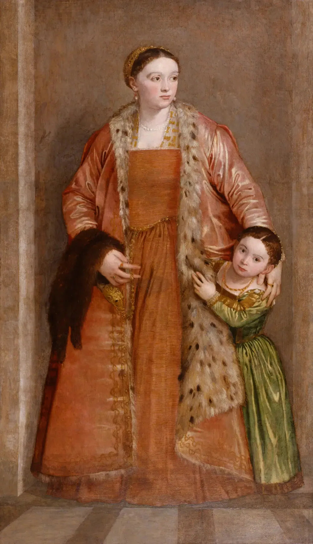 Portrait de comtesse Livia da Porto Thiene et sa fille Deidamia - Paul Véronèse image 1 copie peinte à la main à l’huile