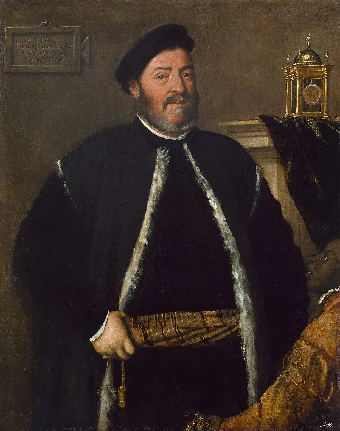 Portrait de Fabrizio Salvaresio - Titian image 1 copie peinte à la main à l’huile