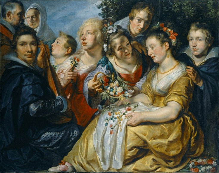 Portrait de famille avec l'artiste, son épouse Catharina van Noort (1595-1659) et des membres de la famille Van Noort - Jacob Jordaens