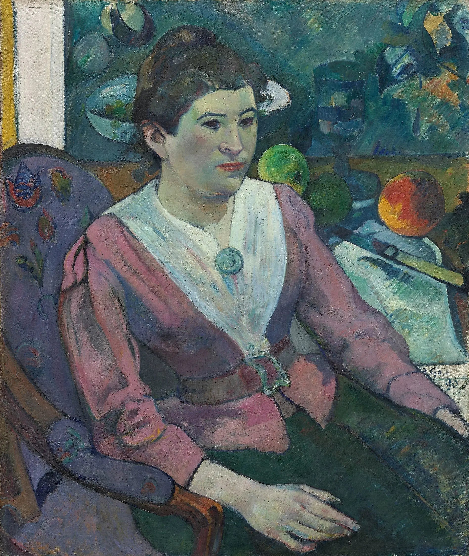 Portrait de femme à la nature morte de Cézanne - Paul Gauguin image 1 reproduction artisanale de tableau