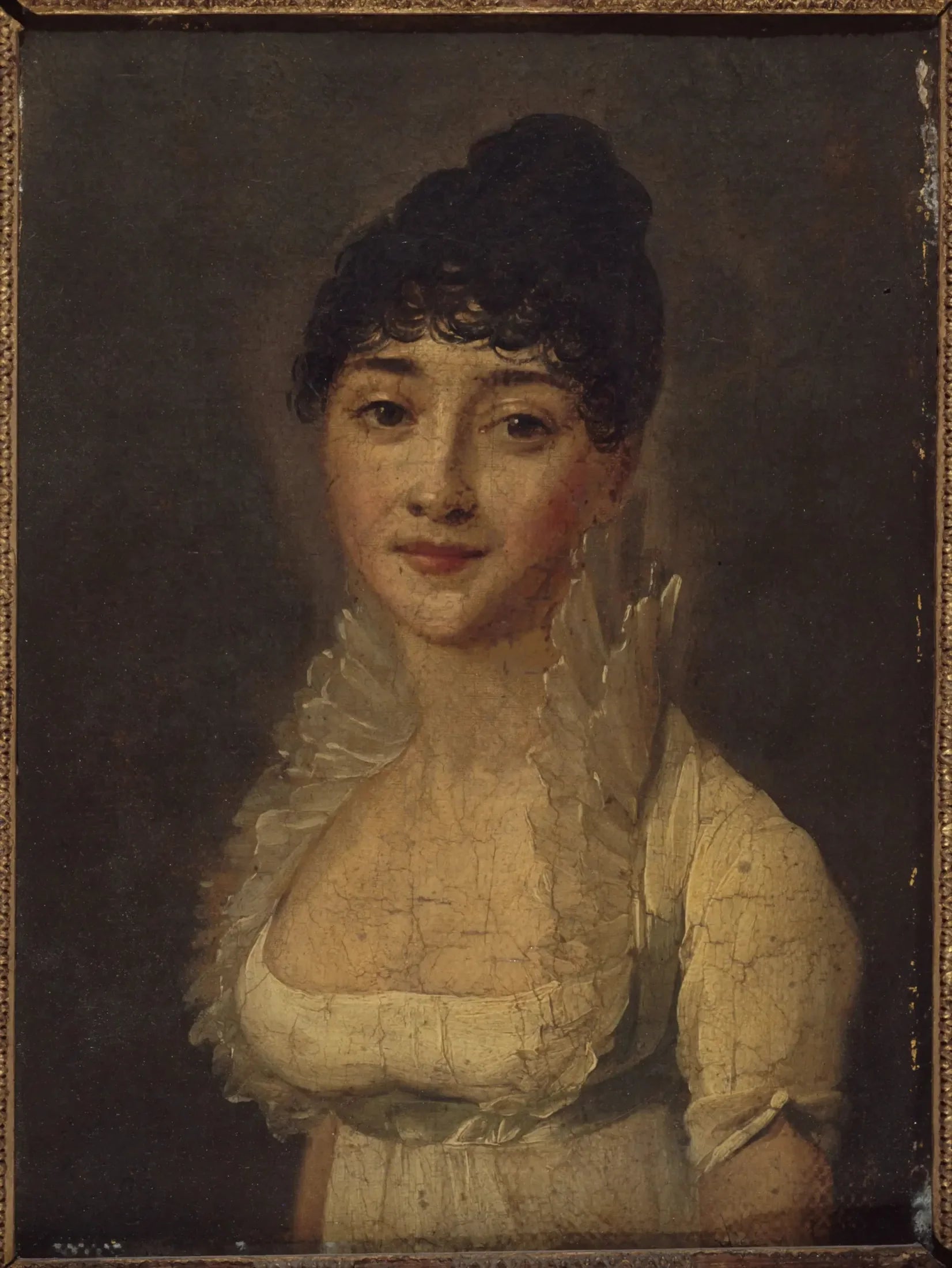Portrait de femme en robe blanche - Louis-Léopold Boilly image 1 reproduction de peinture à l’huile