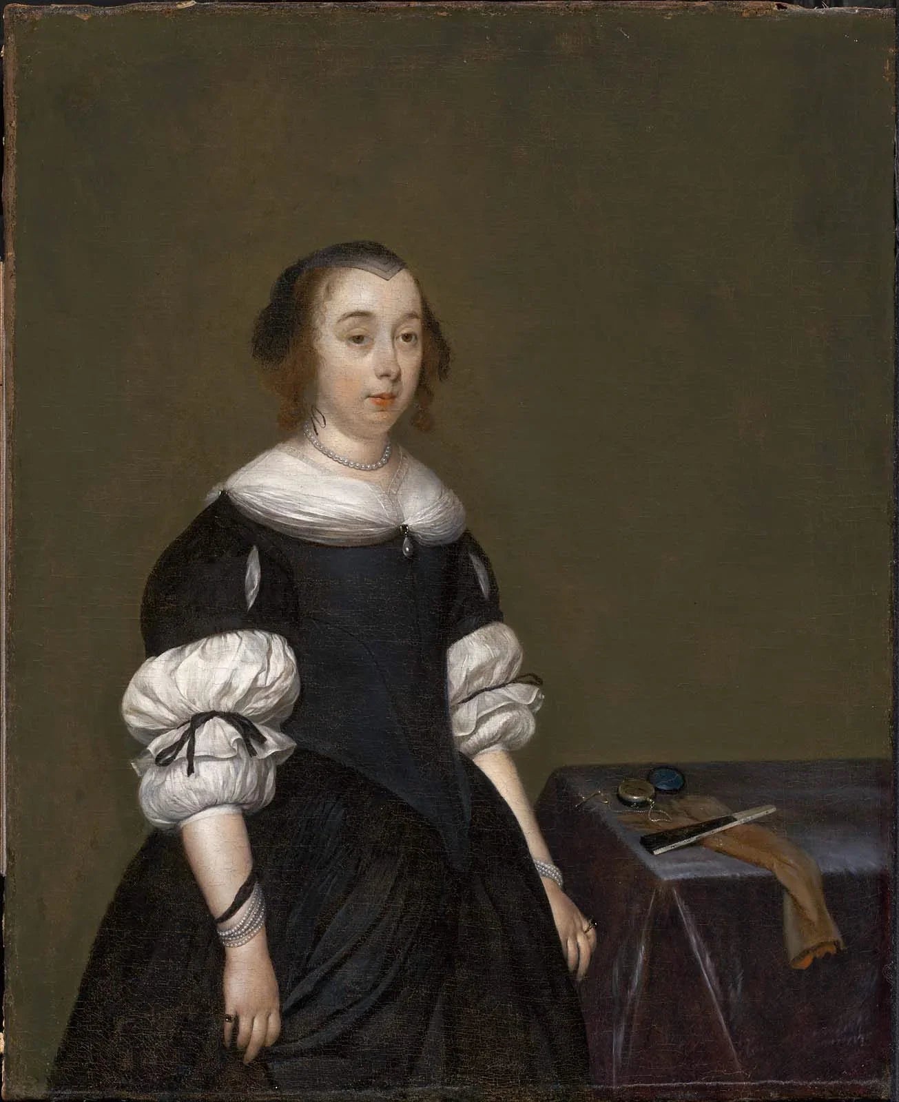 Portrait de femme - Gerard ter Borch image 1 copie de tableau peinte à la main