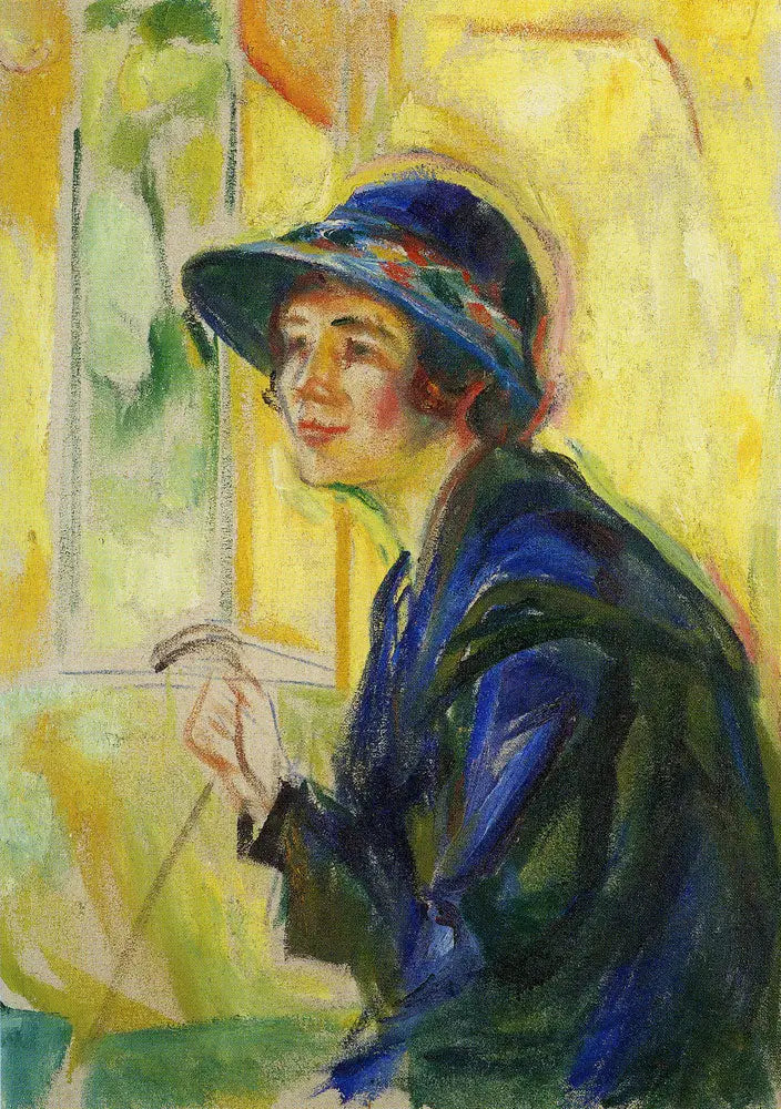 Portrait de femme sur un fond jaune - Edvard Munch image 1 copie de tableau peinte à la main