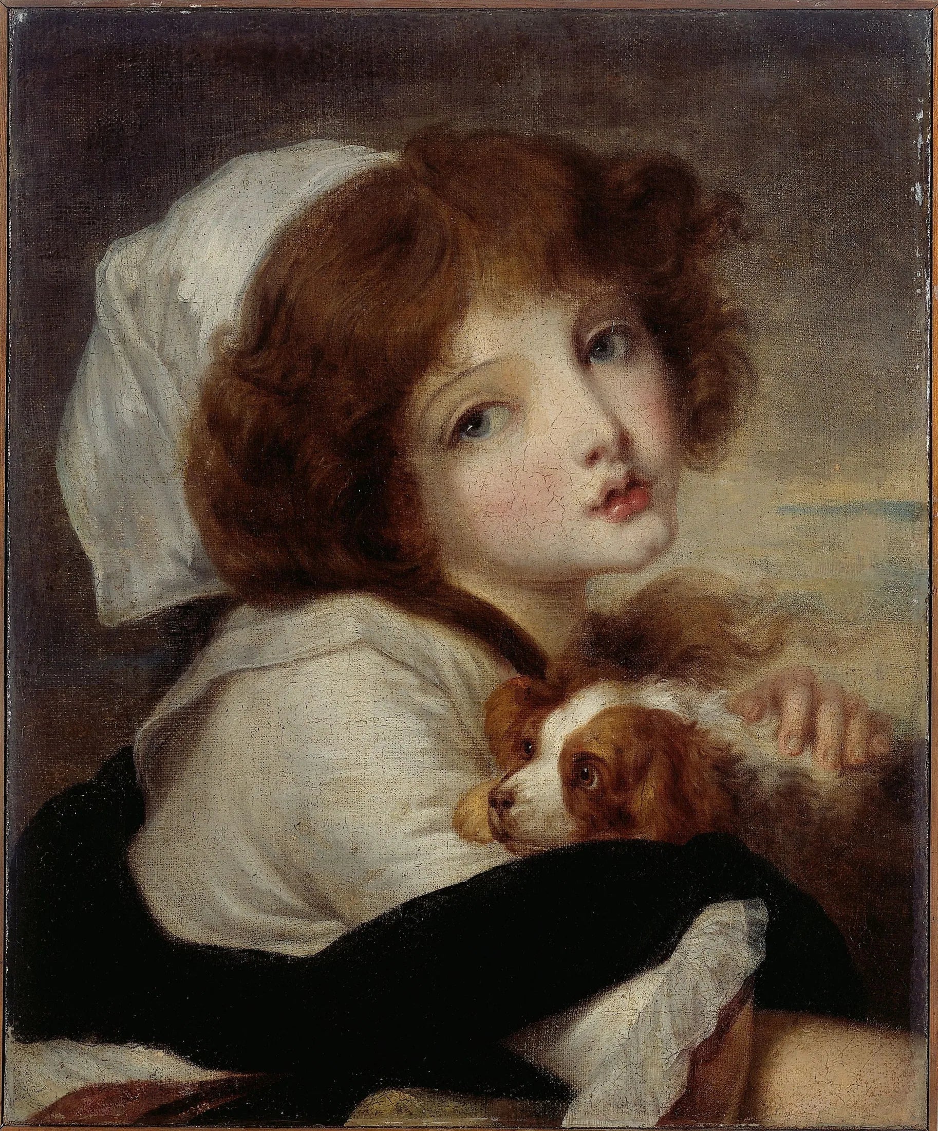 Portrait de fillette au petit chien - Jean-Baptiste Greuze image 1 reproduction d’œuvre d’art à l’huile