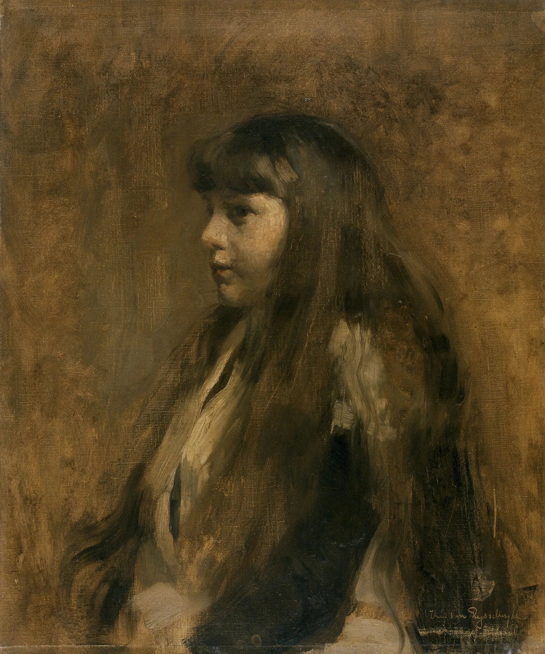 Portrait de fillette - Théo van Rysselberghe image 1 copie peinte à la main à l’huile