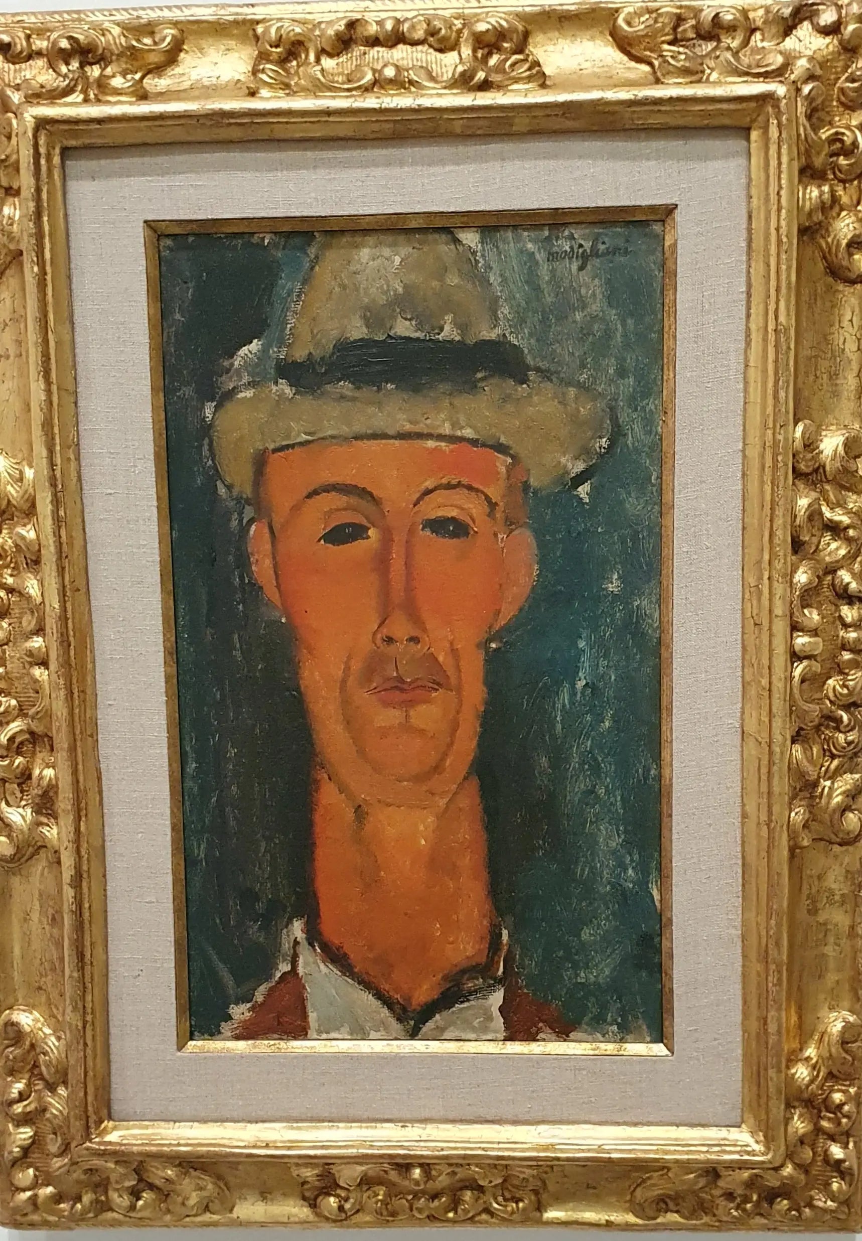 Portrait de Gaston Modot en chapeau - Amedeo Modigliani image 1 copie de tableau peinte à la main