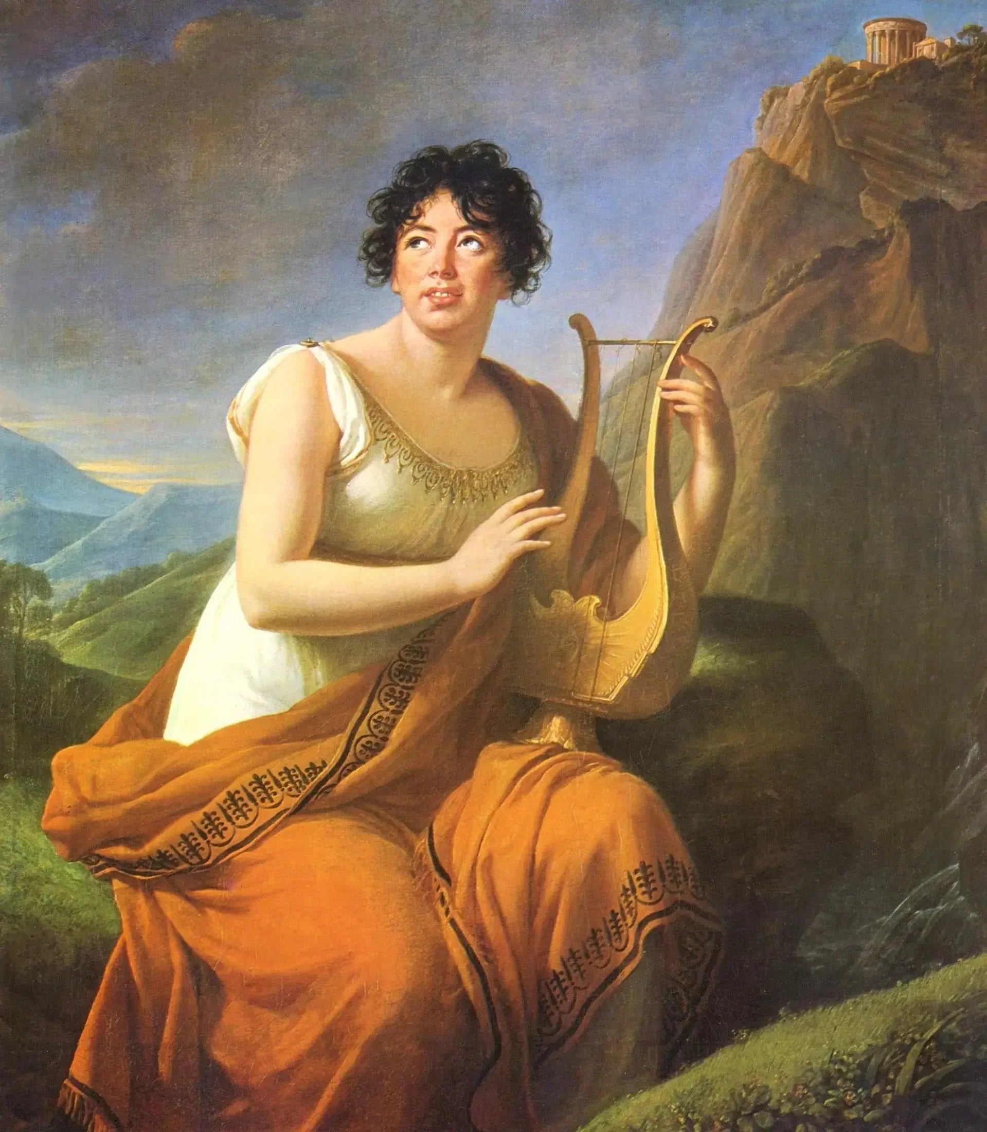 portrait de Germaine de Staël en Corinne au Cap Misène - Élisabeth Vigée Le Brun image 1 reproduction de peinture à l’huile
