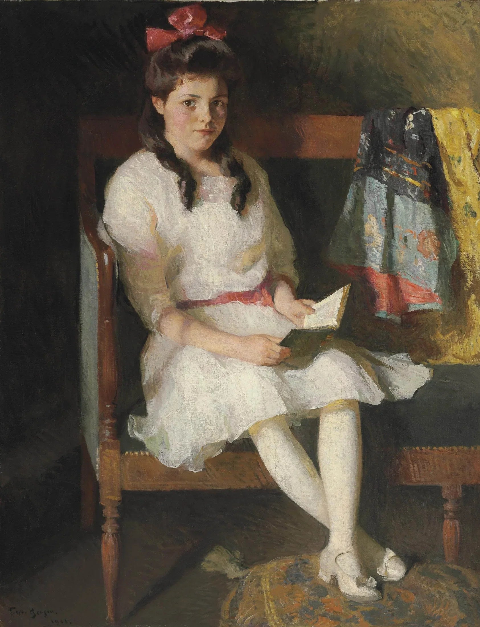 Portrait de Gertrude Russell - Frank Weston Benson image 1 copie peinte à la main à l’huile