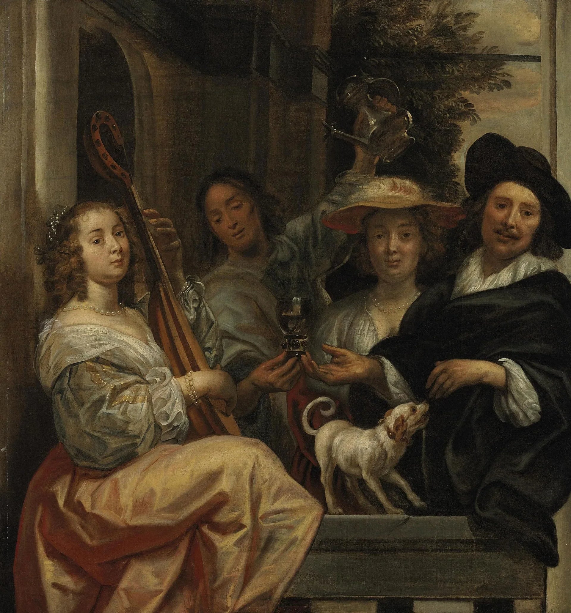 Portrait de groupe à une balustrade (Allégorie des cinq sens) - Jacob Jordaens image 1 copie de tableau peinte à la main