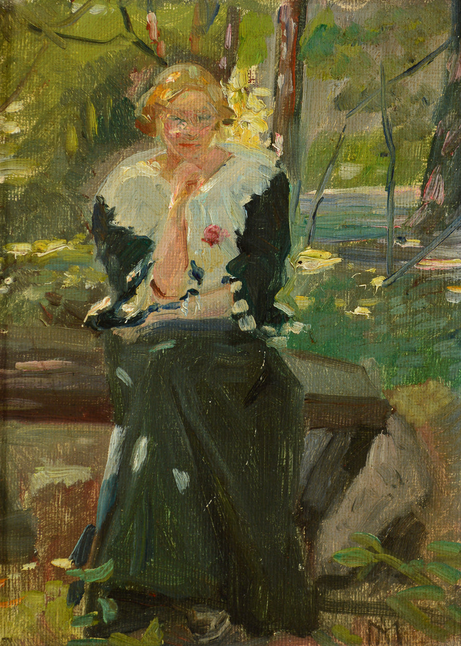 Portrait de Helga Ancher dans le jardin d'Amalievej, Frederiksberg. - Michael Peter Ancher