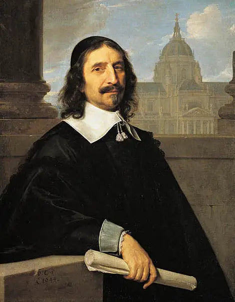 Portrait de Jacques Lemercier devant la chapelle de la Sorbonne construite entre 1635 et 1653 - Philippe de Champaigne image 1 copie peinte à la main à l’huile