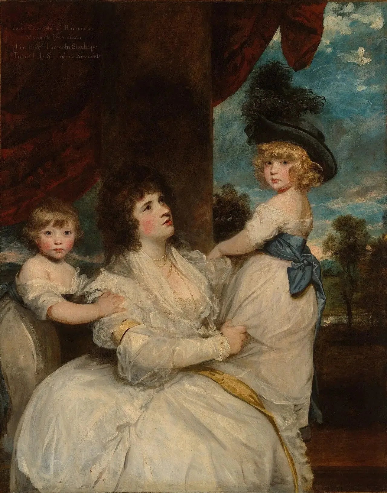 Portrait de Jane, comtesse de Harrington, avec ses fils, le vicomte Petersham et l'honorable Lincoln Stanhope - Joshua Reynolds image 1 reproduction réalisée par Alpha Reproduction