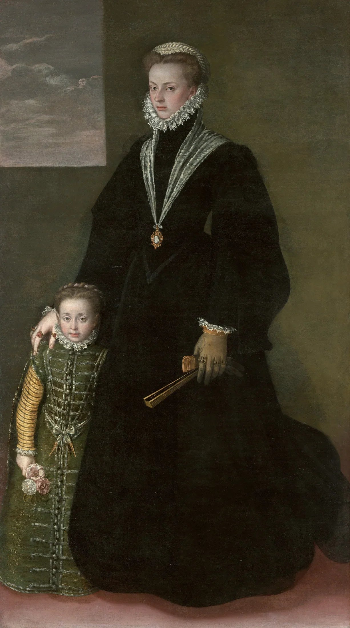 Portrait de Jeanne d'Autriche avec une petite fille - Sofonisba Anguissola image 1 copie de tableau peinte à la main