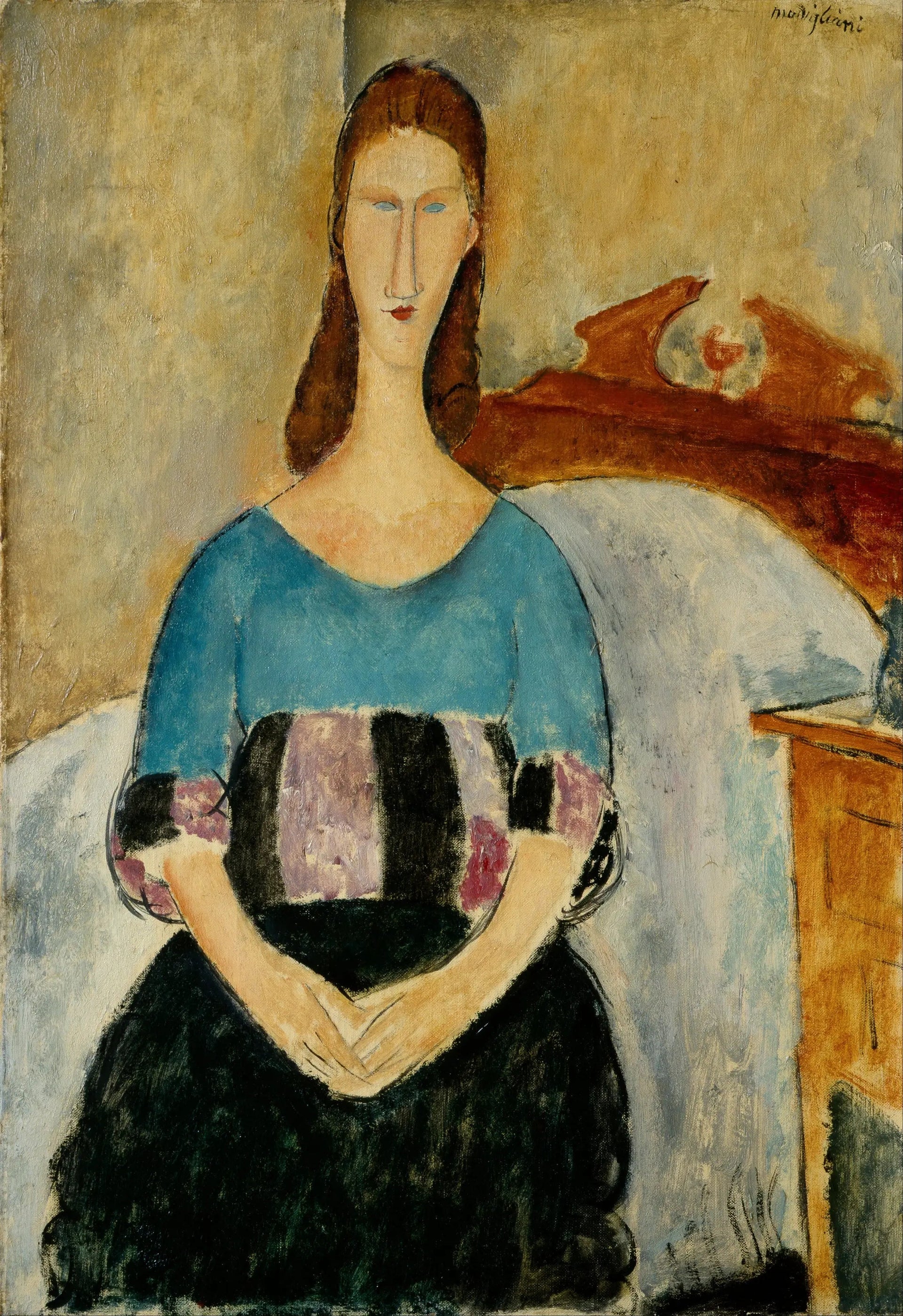Portrait de Jeanne Hébuterne assise - Amedeo Modigliani image 1 reproduction réalisée par Alpha Reproduction