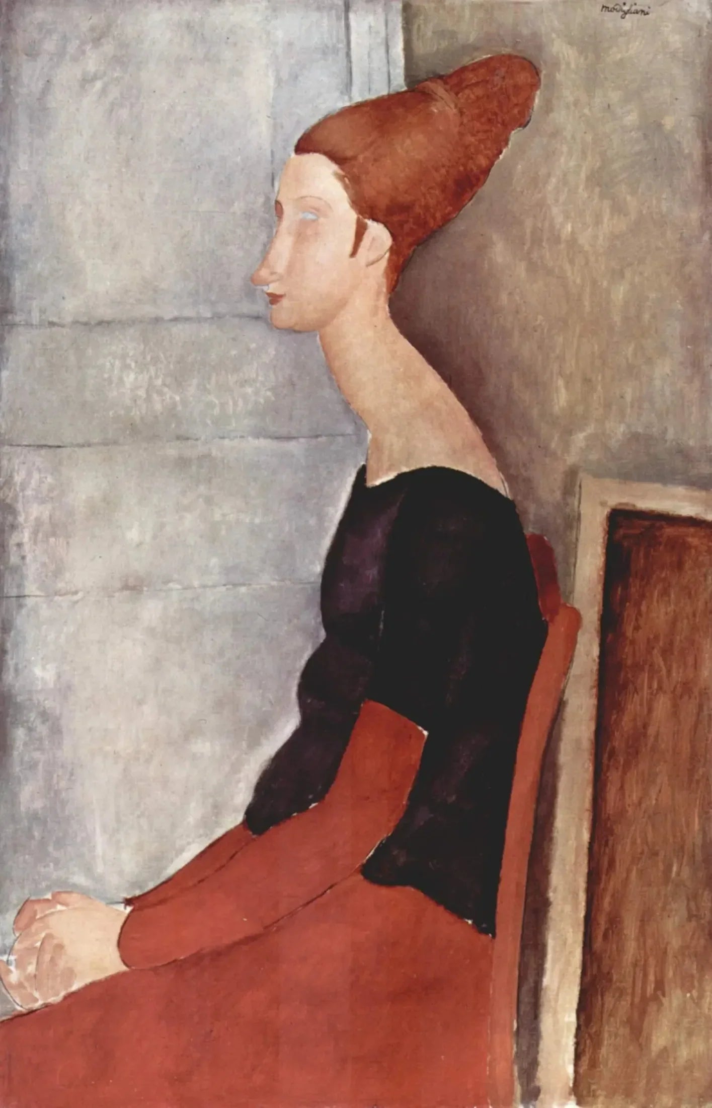 Portrait de Jeanne Hébuterne assise de profil - Amedeo Modigliani image 1 reproduction réalisée par Alpha Reproduction